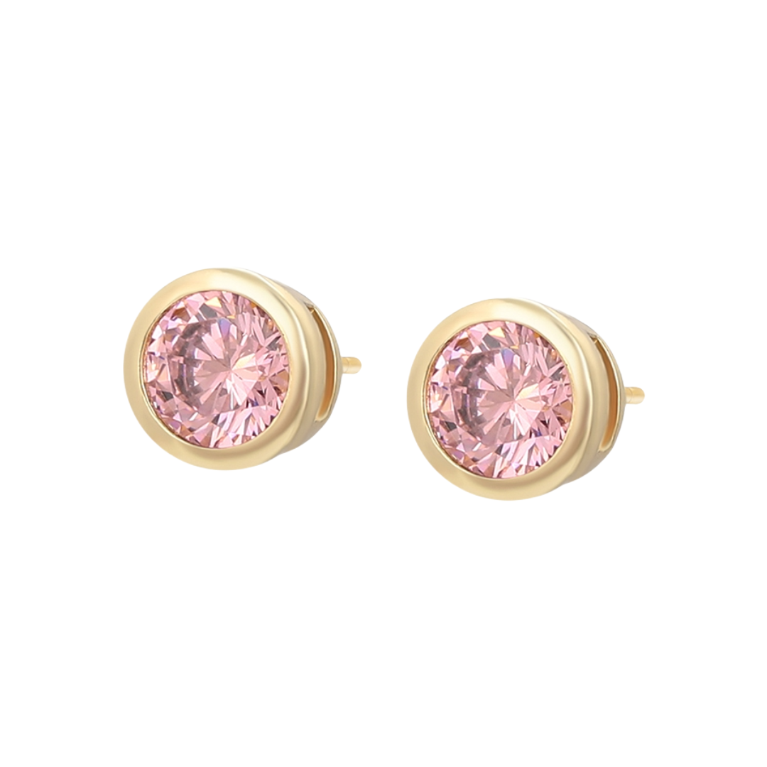 Pink Stone Bezel Earrings