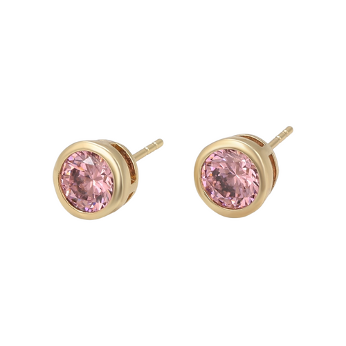 Pink Stone Bezel Earrings