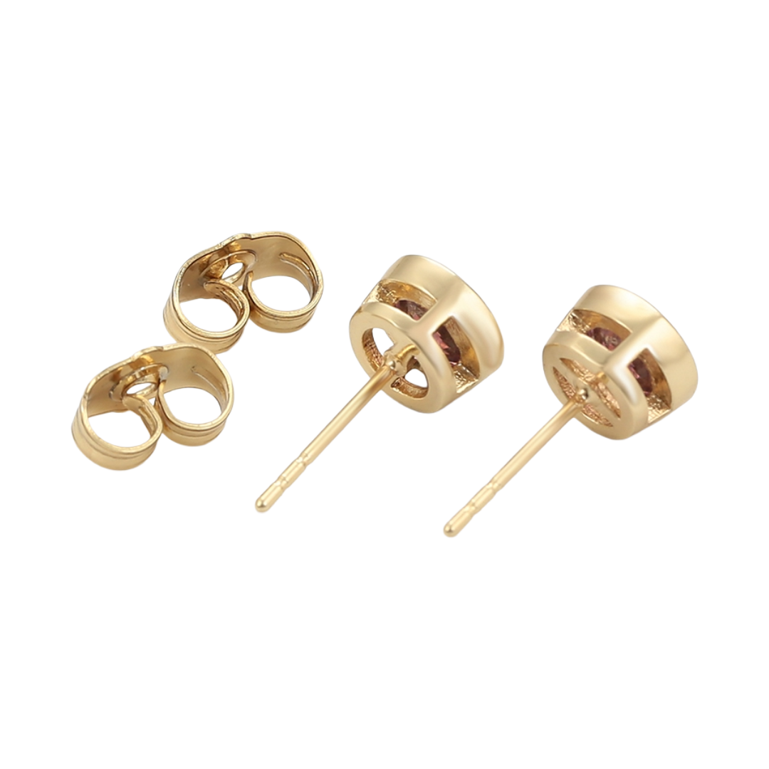 Pink Stone Bezel Earrings