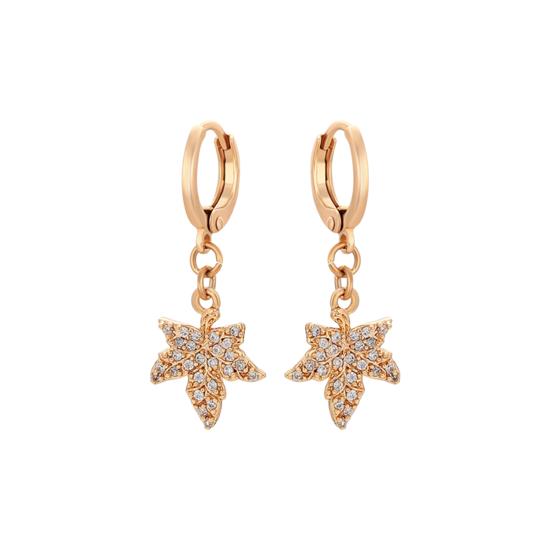 Sparkling Maple Drop Earrings (Rose Gold Color)
