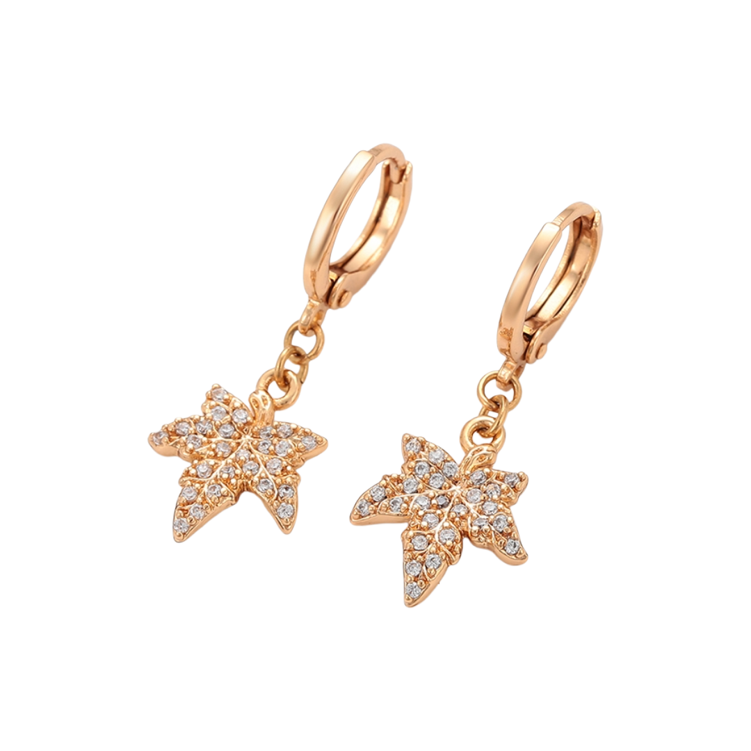 Sparkling Maple Drop Earrings (Rose Gold Color)