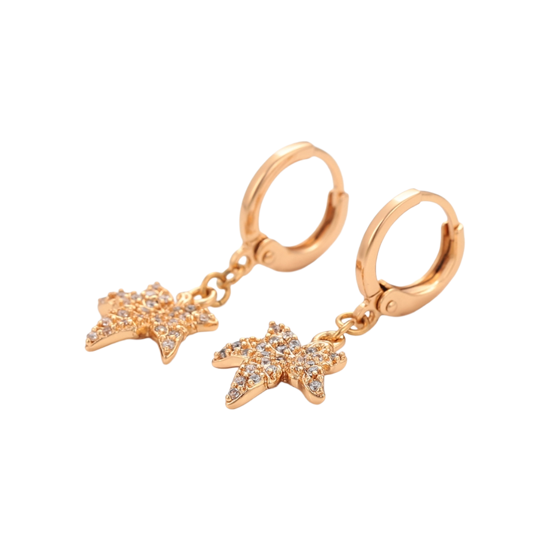 Sparkling Maple Drop Earrings (Rose Gold Color)