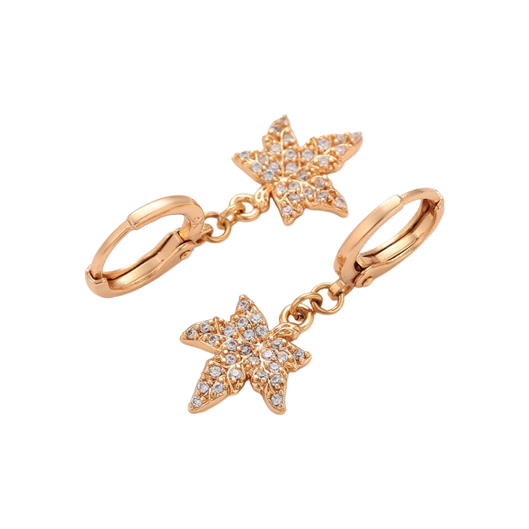 Sparkling Maple Drop Earrings (Rose Gold Color)