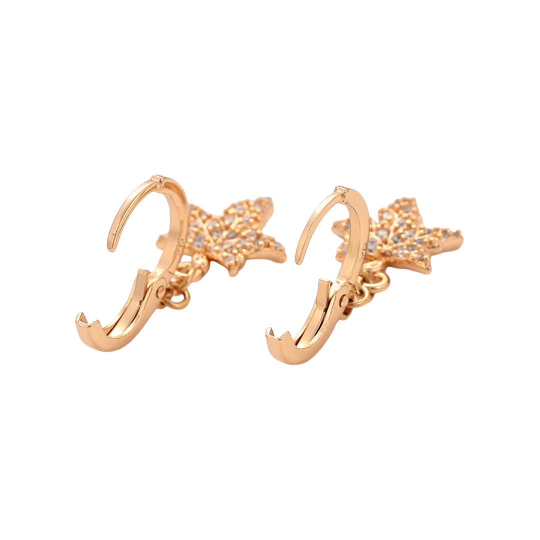 Sparkling Maple Drop Earrings (Rose Gold Color)